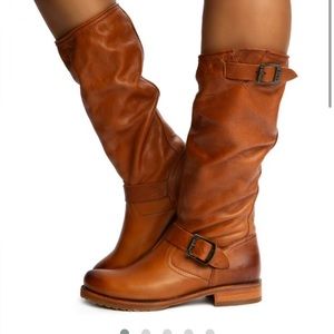 Frye Veronica Knee High Brown Harness Riding Boots